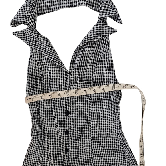 Vanessa Mooney Valentina Mini Dress Halter Black White Check Plaid Mini Dress XS - Picture 3 of 7